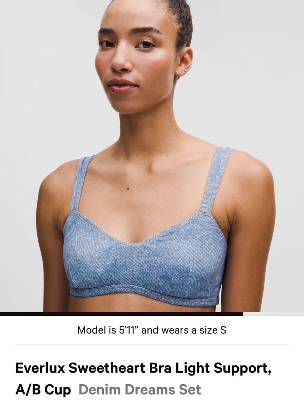 Lululemon Everlux Denim-print Sweetheart Bra